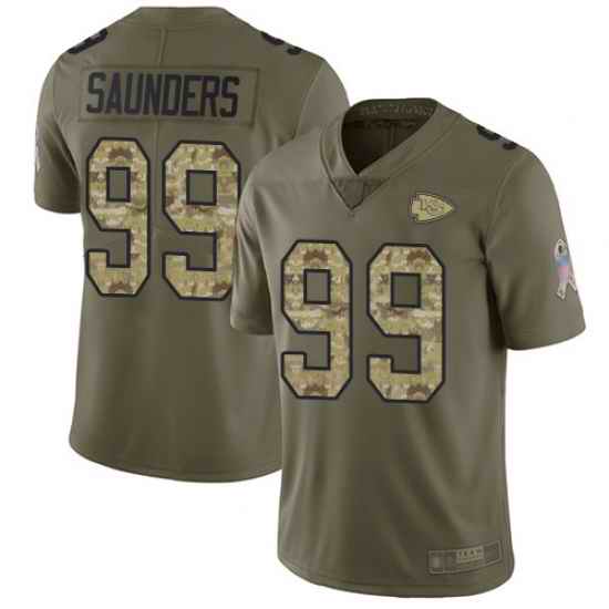 Chiefs 99 Khalen Saunders Olive Camo Men Stitched Football Limited 2017 Salute To Service Jersey